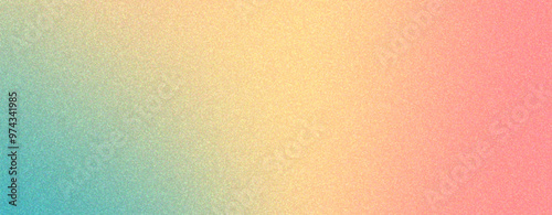 Yellow orange and teal gradient background abstract with grainy texture, noise effect, copy space.
