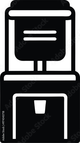 Water cooler silhouette Vector Icon, Illustration on black and white.