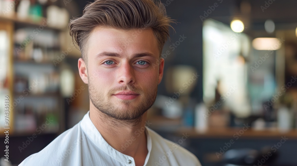 Obraz premium Portrait of a Young Man with Blue Eyes