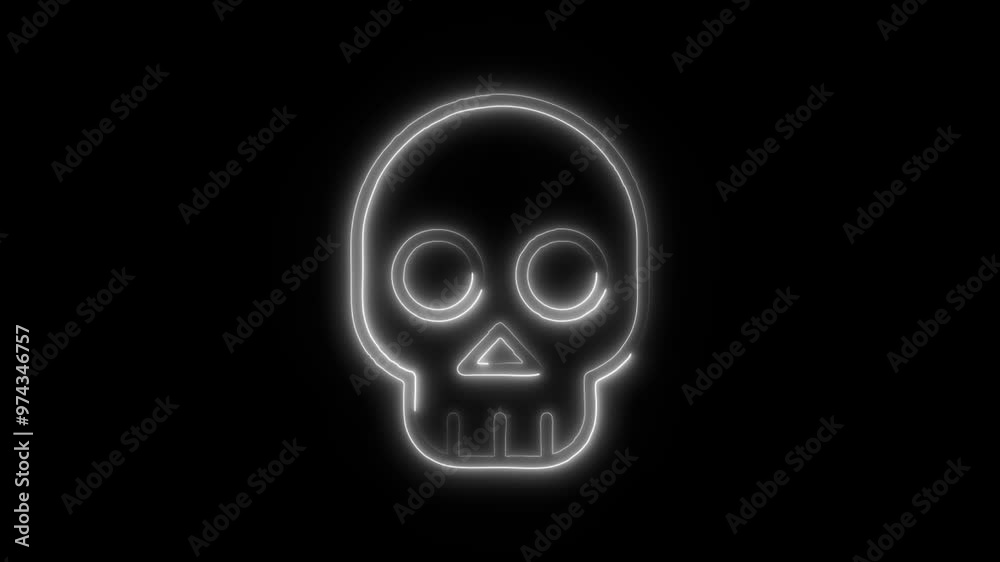Skull Icon in Video HD Neon Animation – Danger and Warning Symbol with Dynamic Glow on Black Background Skull Icon in Video HD Neon Animation – Danger and Warning Symbol with Dynamic Glow on Black Background