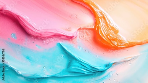 Abstract wet brushstrokes, dynamic motion, multicolor palette, watercolor style