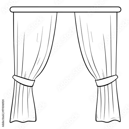 Minimalist vector outline of a curtain icon for versatile use.