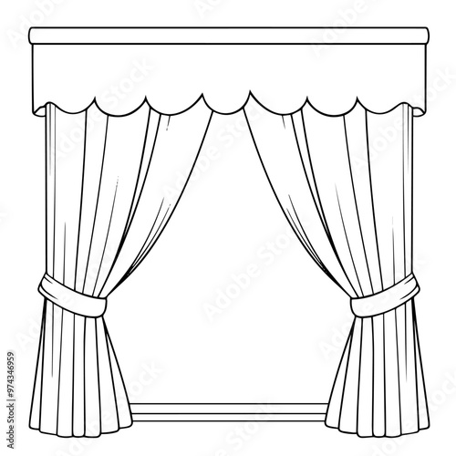 Minimalist vector outline of a curtain icon for versatile use.