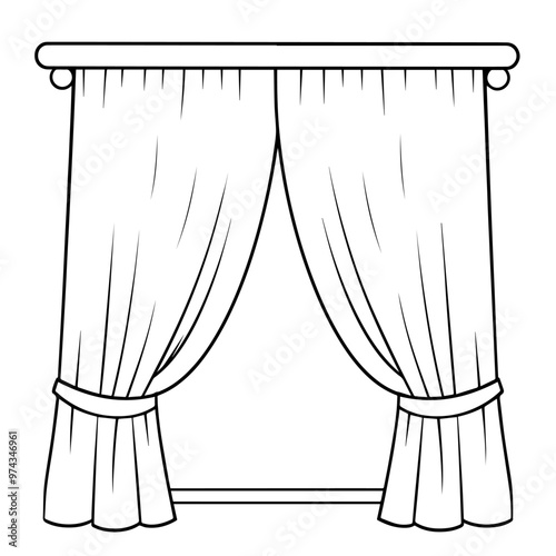 Minimalist vector outline of a curtain icon for versatile use.