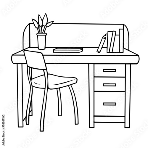 Clean vector outline of a desk icon for versatile applications.