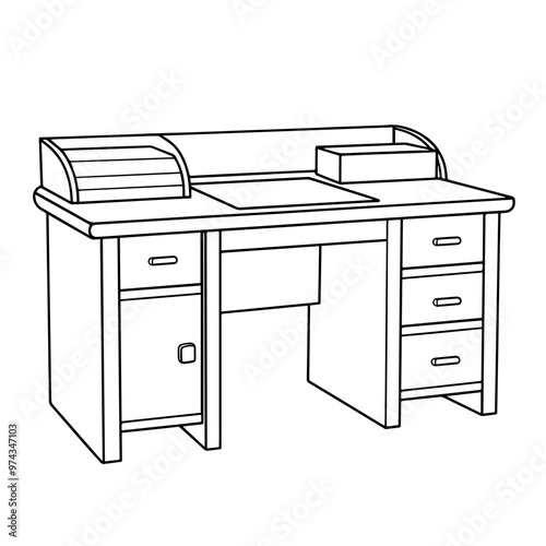 Clean vector outline of a desk icon for versatile applications.