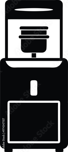 Water cooler silhouette Vector Icon, Illustration on black and white.