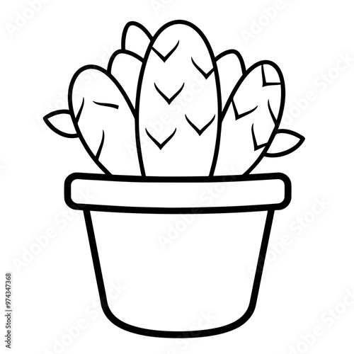 Minimalist vector outline of a plant pot icon for versatile use.