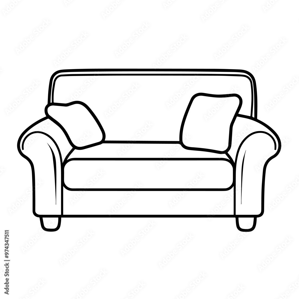 Minimalist vector outline of a sofa chair icon for versatile use. Minimalist vector outline of a sofa chair icon for versatile use.