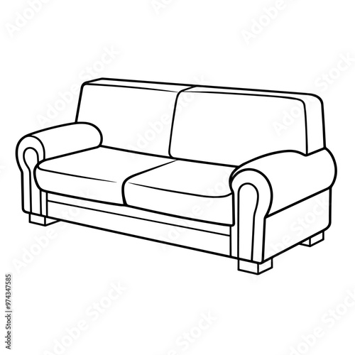 Minimalist vector outline of a sofa chair icon for versatile use.