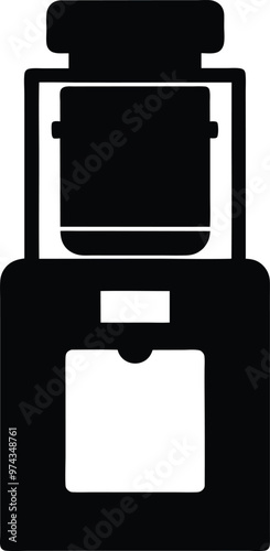 Water cooler silhouette Vector Icon, Illustration on black and white.