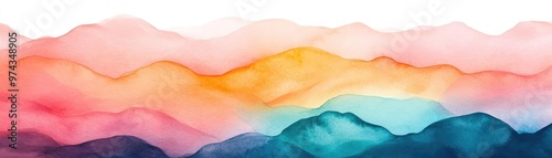 Light abstract design, fluid brush effects, soft color palette, watercolor style