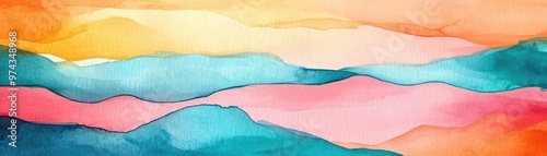 Light abstract design, fluid brush effects, soft color palette, watercolor style