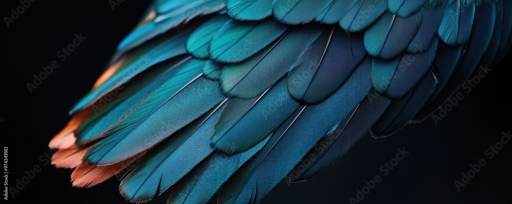 Fototapeta premium A close-up view of a bird’s feathers reveals individual barbs and subtle color gradients