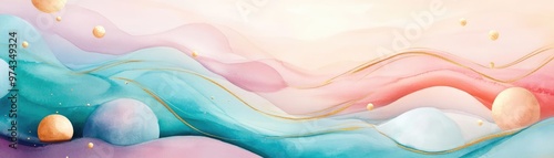 Muted tones, decorative strokes, intricate abstract patterns, watercolor style