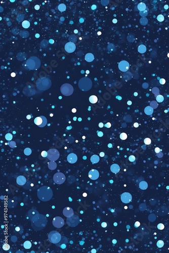 Image of abstract blue and white bokeh lights on a dark background, creating a magical and dreamy effect.