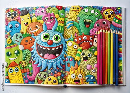 monster doodle coloring book photo