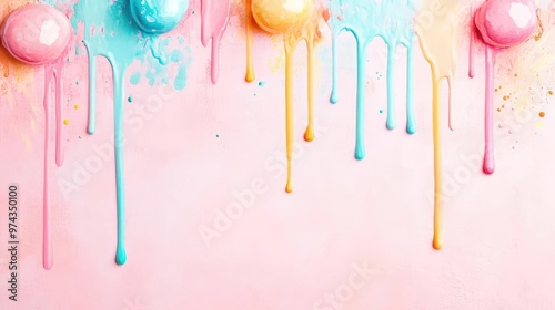 Soft paint drips, creative movement, light pastel tones, watercolor style