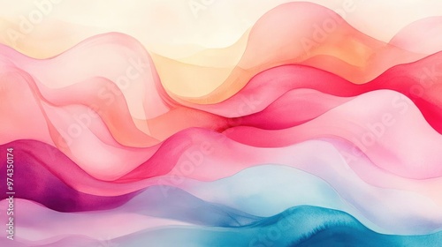 Soft delicate pigments, unique flowing shapes, pastel tones, watercolor style