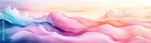 Soft pigments, drifting patterns, harmonious tones, watercolor style