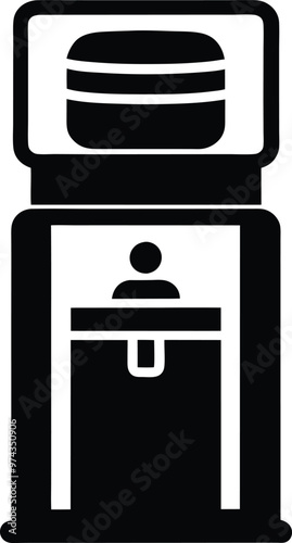 Water cooler silhouette Vector Icon, Illustration on black and white.