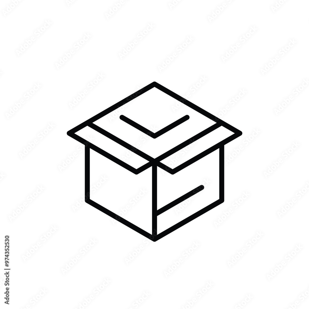 Outline of an open box with a single line. Outline of an open box with a single line.