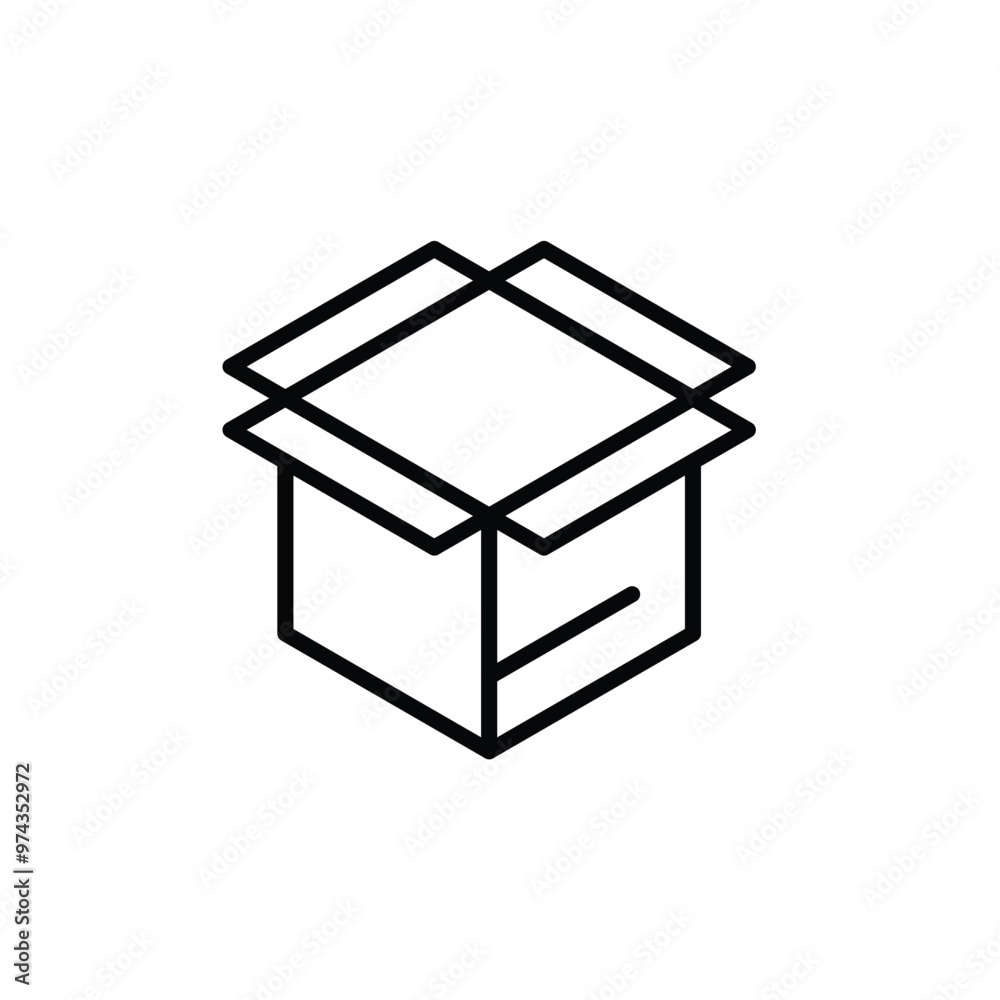 Open box icon with a flap open. Open box icon with a flap open.