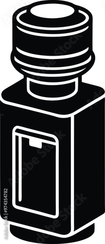 Water cooler silhouette Vector Icon, Illustration on black and white.