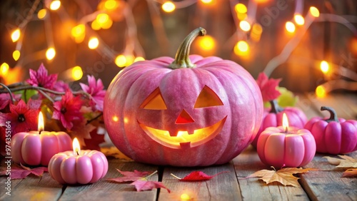 Pink pumpkin Halloween decoration inspiration photo