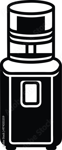 Water cooler silhouette Vector Icon, Illustration on black and white.