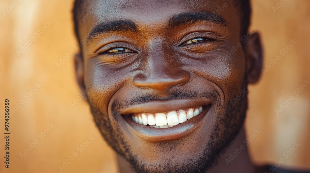 close-up portrait of an African man with a radiant smile, highlighting his cheerful expression and confident demeanor, symbolizing joy, happiness, and a positive outlook close-up portrait of an African man with a radiant smile, highlighting his cheerful expression and confident demeanor, symbolizing joy, happiness, and a positive outlook