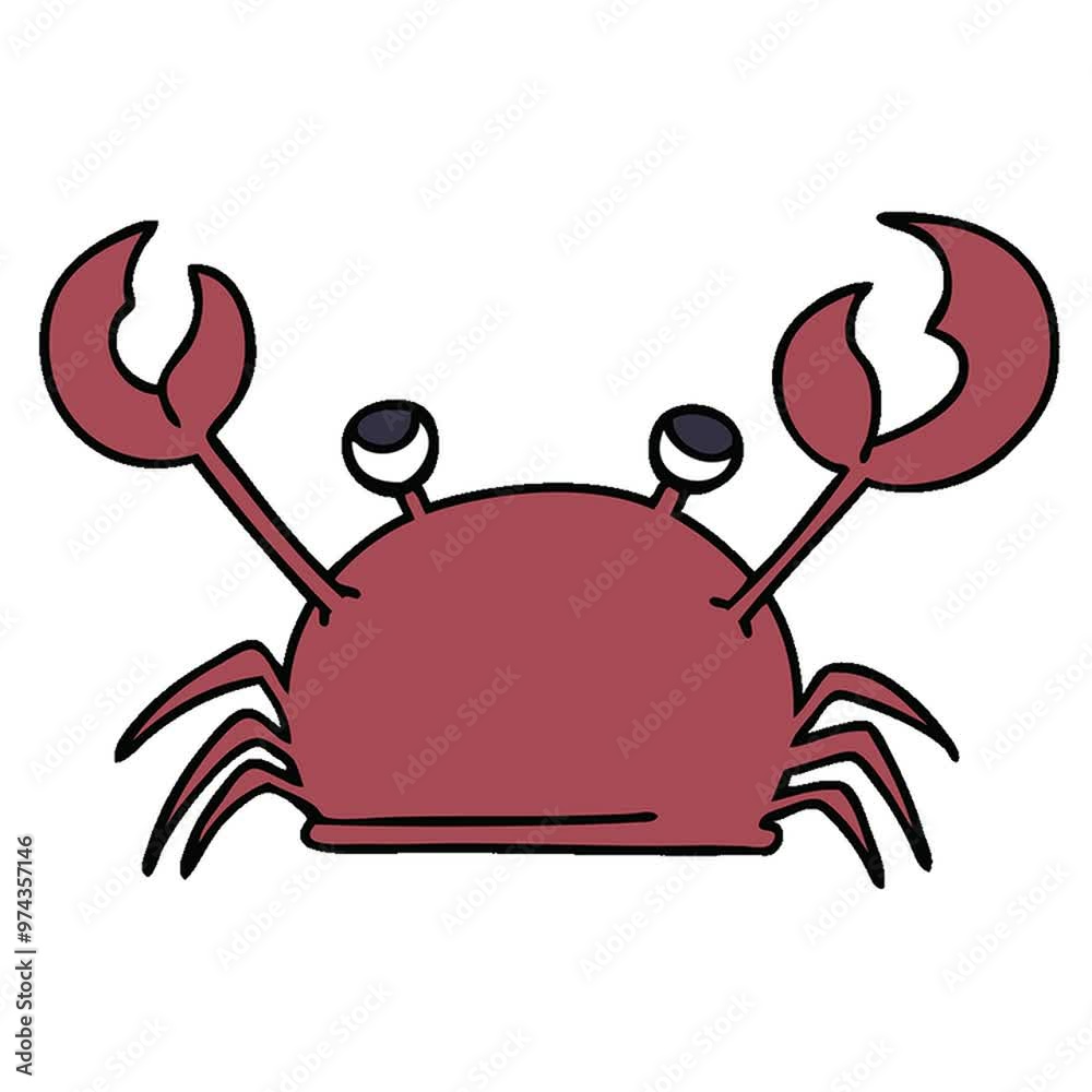 hand drawn quirky cartoon happy crab hand drawn quirky cartoon happy crab