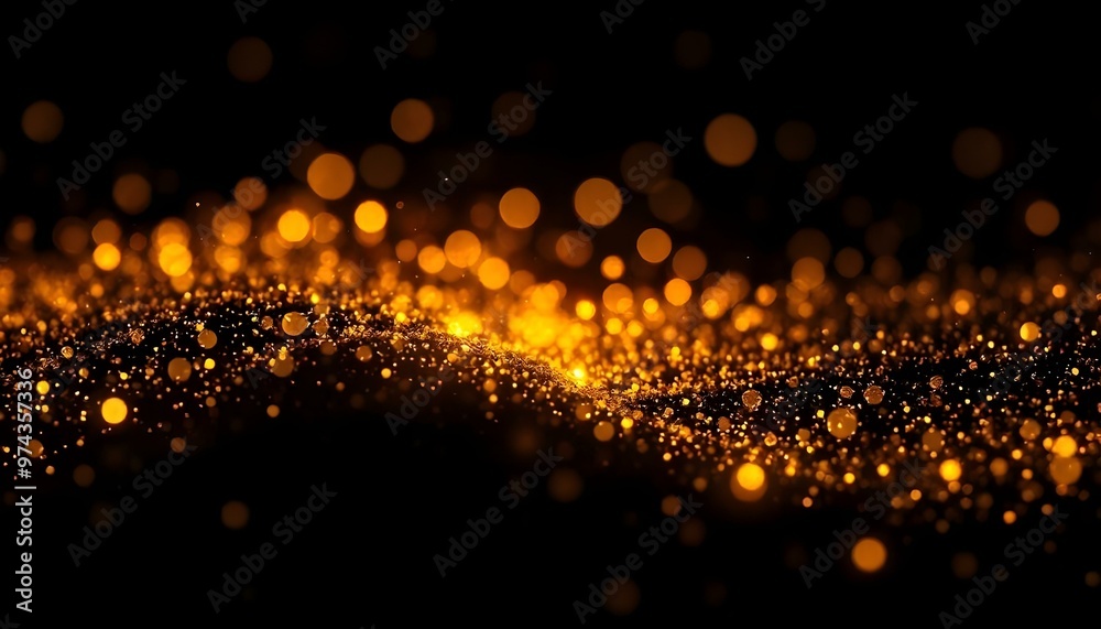 Glittering golden particles on a dark background Glittering golden particles on a dark background