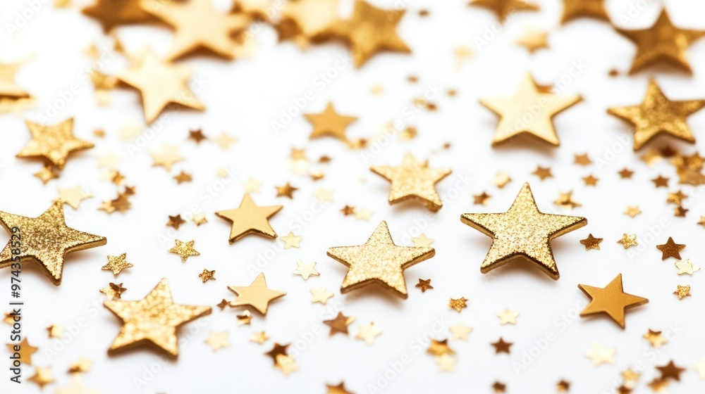 Golden Stars on White Background Golden Stars on White Background