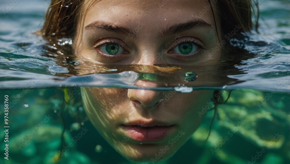 Fototapeta premium half face underwater