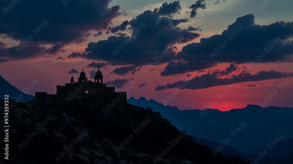 Sunset Silhouette of a Church on a Mountaintop Sunset Silhouette of a Church on a Mountaintop