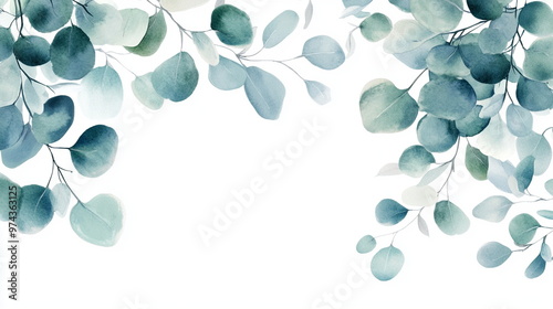 Wedding invitation, greeting cards. Leaves Frame. Watercolor illustration isolated on white. Greenery clipart. green herbs