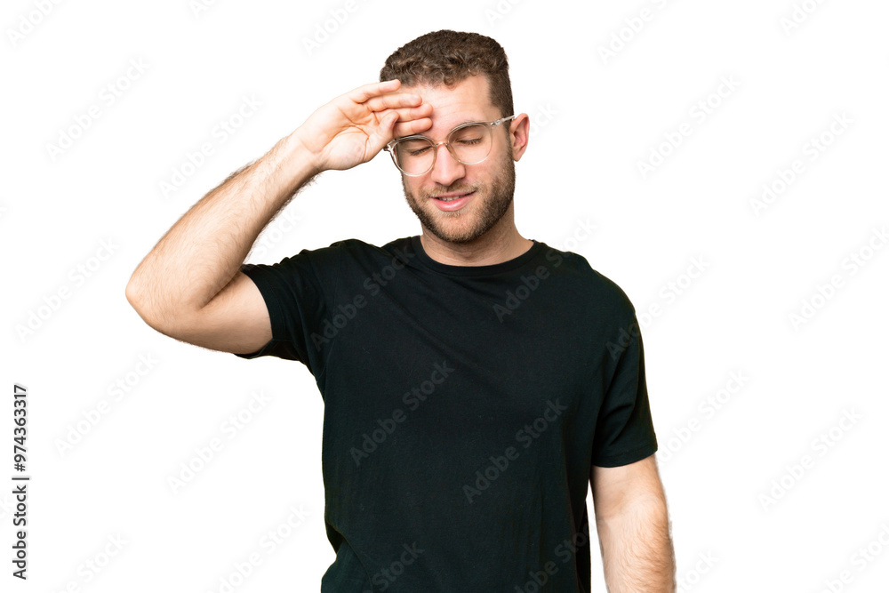 Young handsome blonde man over isolated chroma key background with tired and sick expression Young handsome blonde man over isolated chroma key background with tired and sick expression
