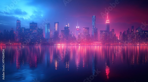 Illuminated city skyline at night