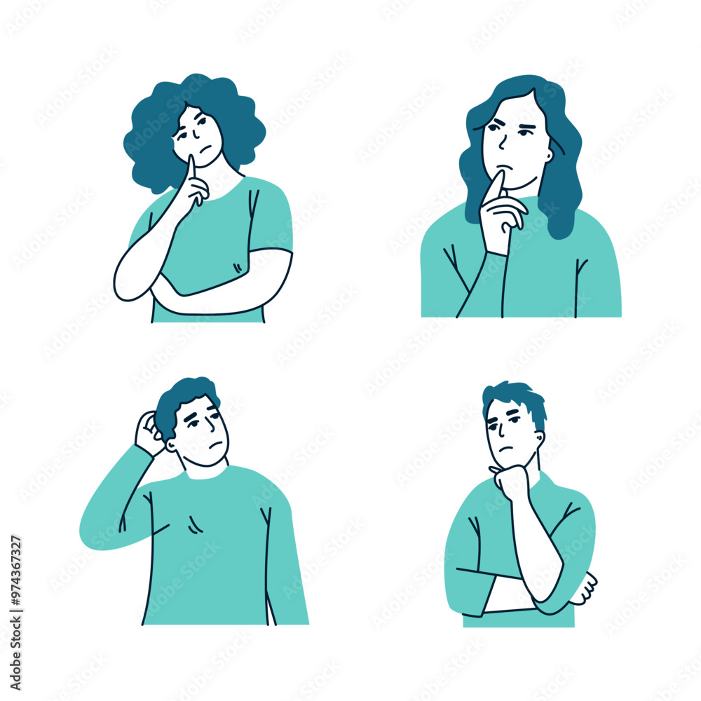 person is thinking vector flat illustration person is thinking vector flat illustration