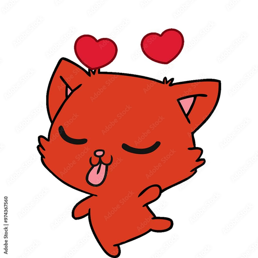 freehand drawn cartoon of cute kawaii cat freehand drawn cartoon of cute kawaii cat