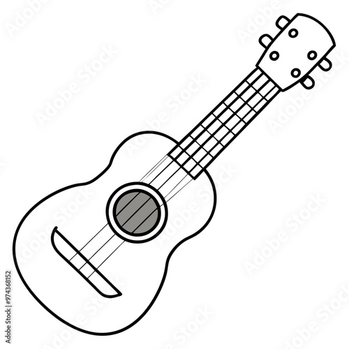 ukulele  outline coloring book page line art drawing