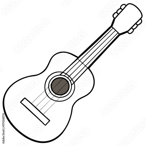 ukulele  outline coloring book page line art drawing