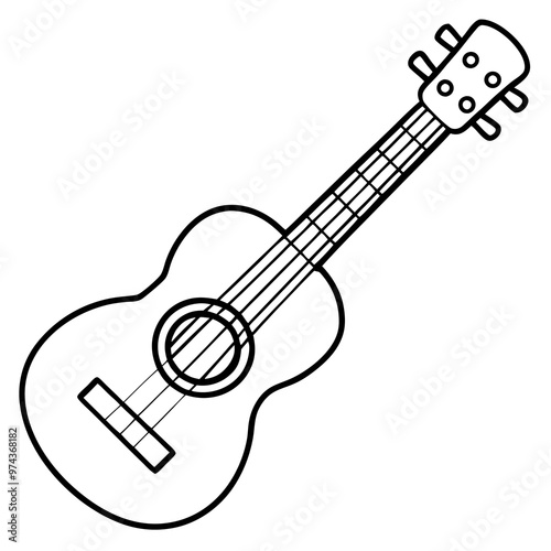 ukulele  outline coloring book page line art drawing