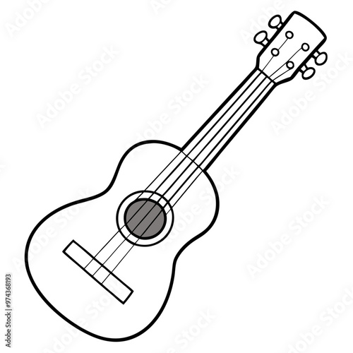 ukulele  outline coloring book page line art drawing
