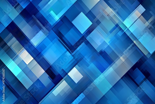 Blue rectangular geometric modern background with abstract shapes.