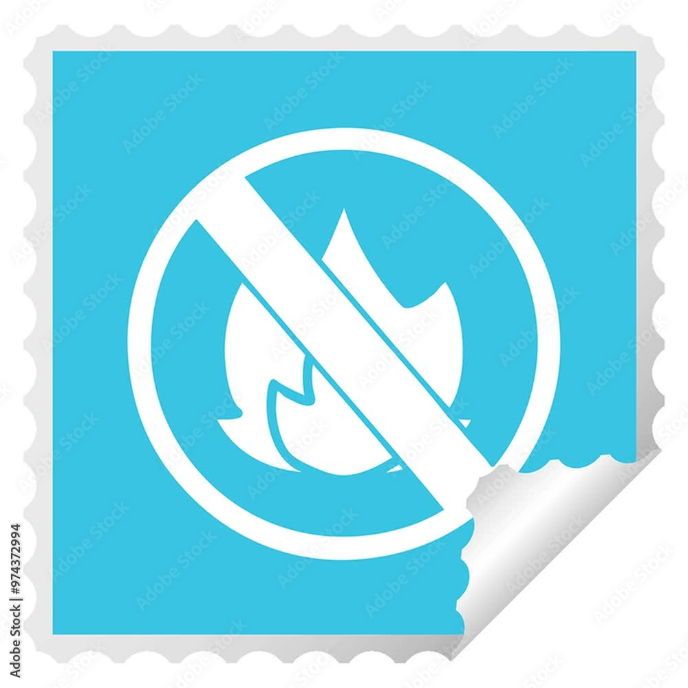 square peeling sticker cartoon of a no fire allowed sign square peeling sticker cartoon of a no fire allowed sign