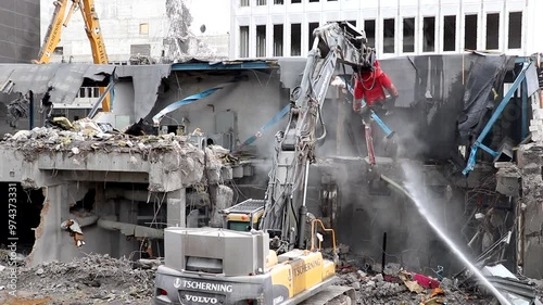 Demolition in city being hosed down for dust
