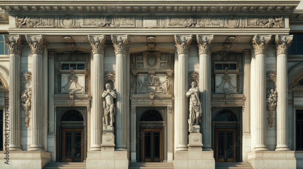 Obraz premium Ornate Neoclassical Architecture with Columns and Statues