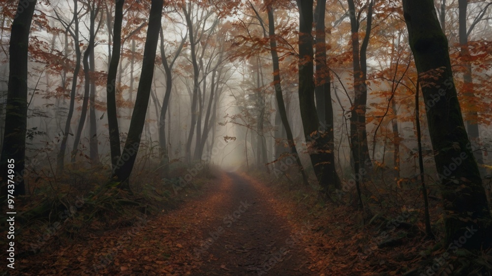 a dark, atmospheric autumn landscape